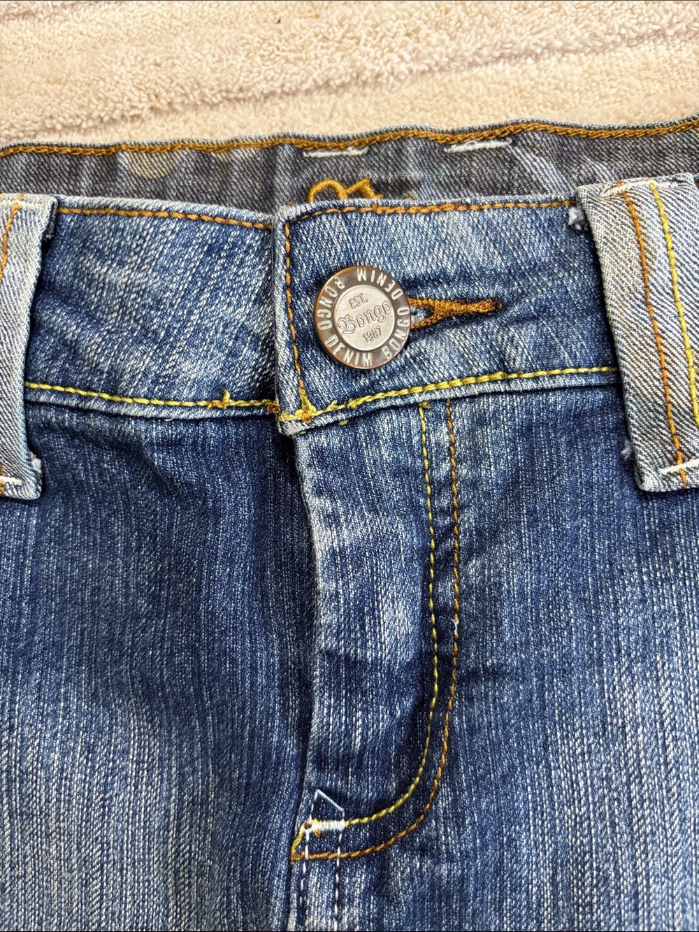 BONGO Y2K Blue Denim Mini Skirt with Camouflage Trim - Picture 3 of 11